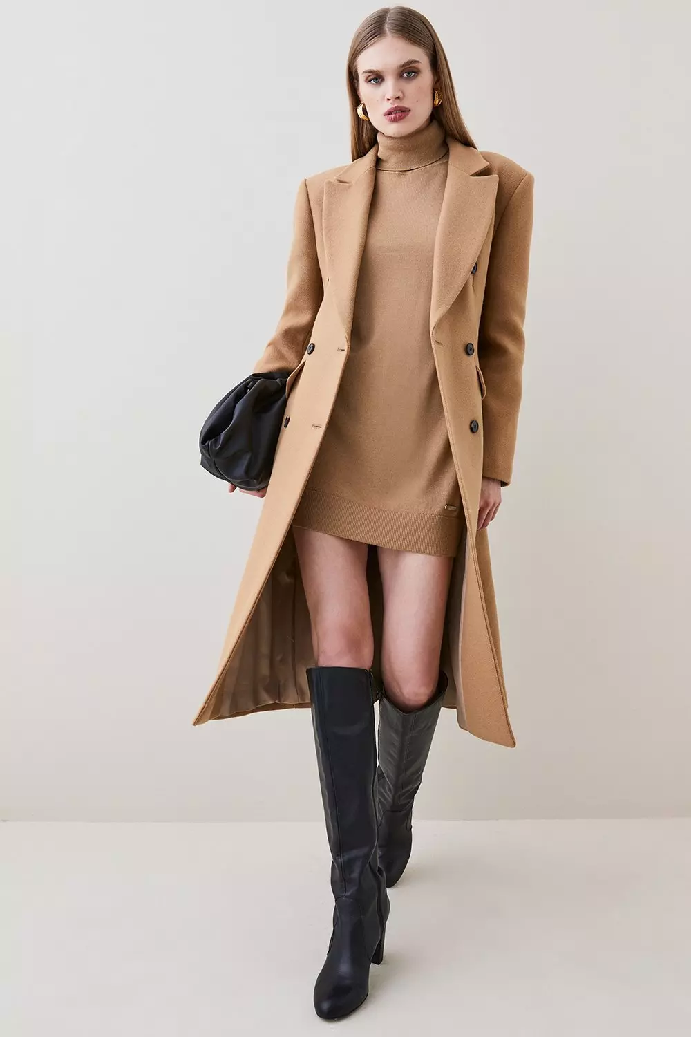 KAREN MILLEN ミディコート イタリア産ウール ベルト ボタン KAREN MILLEN ミディコート イタリア産ウール ベルト ボタン コート