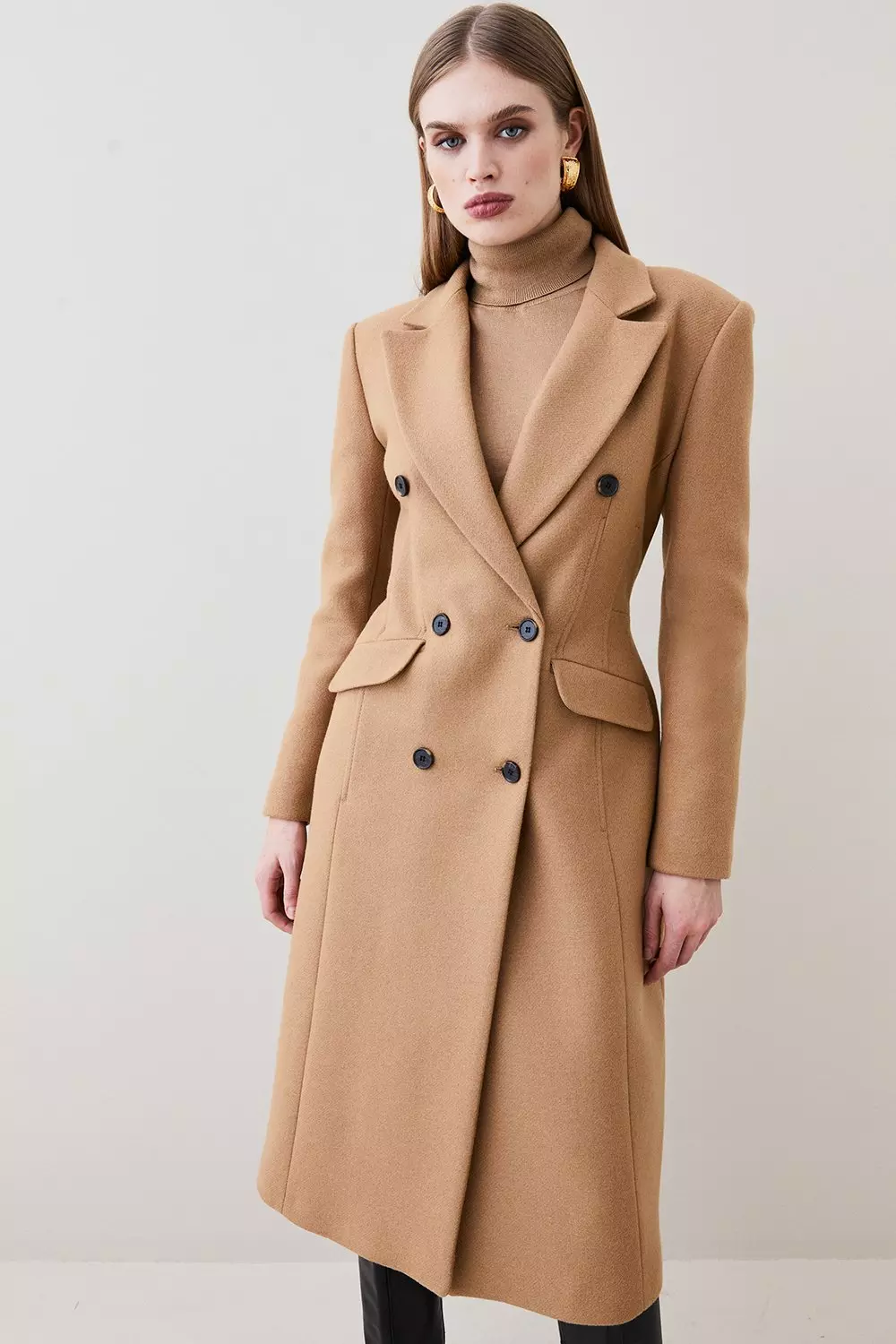 Italian Virgin Wool Hourglass Midi Coat Karen Millen