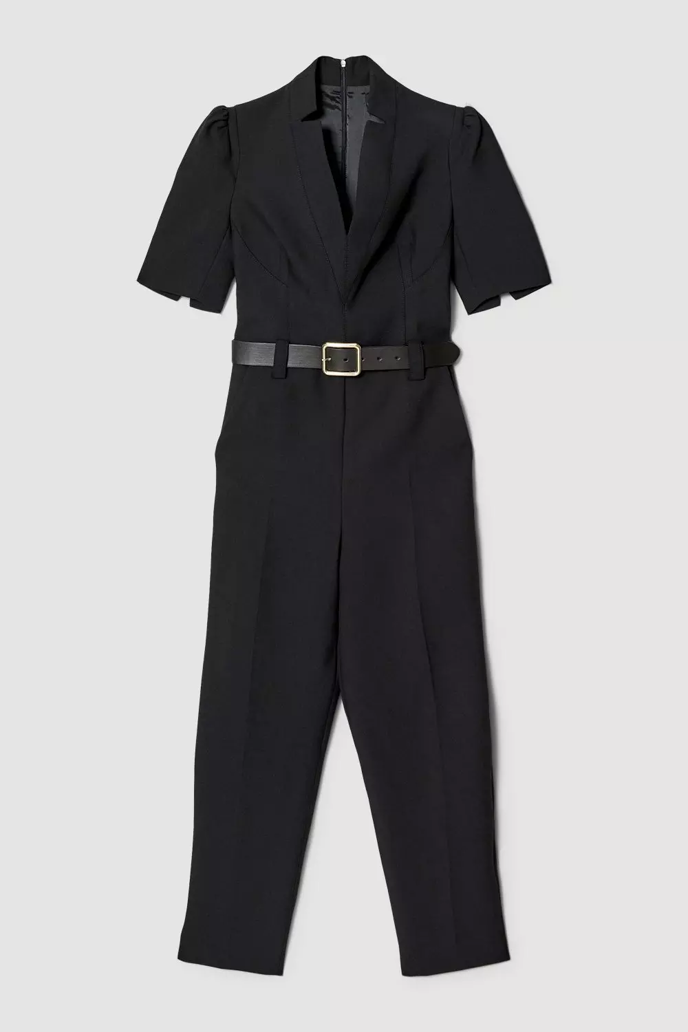 Black Structured Crepe Forever Belted Jumpsuit alternative image