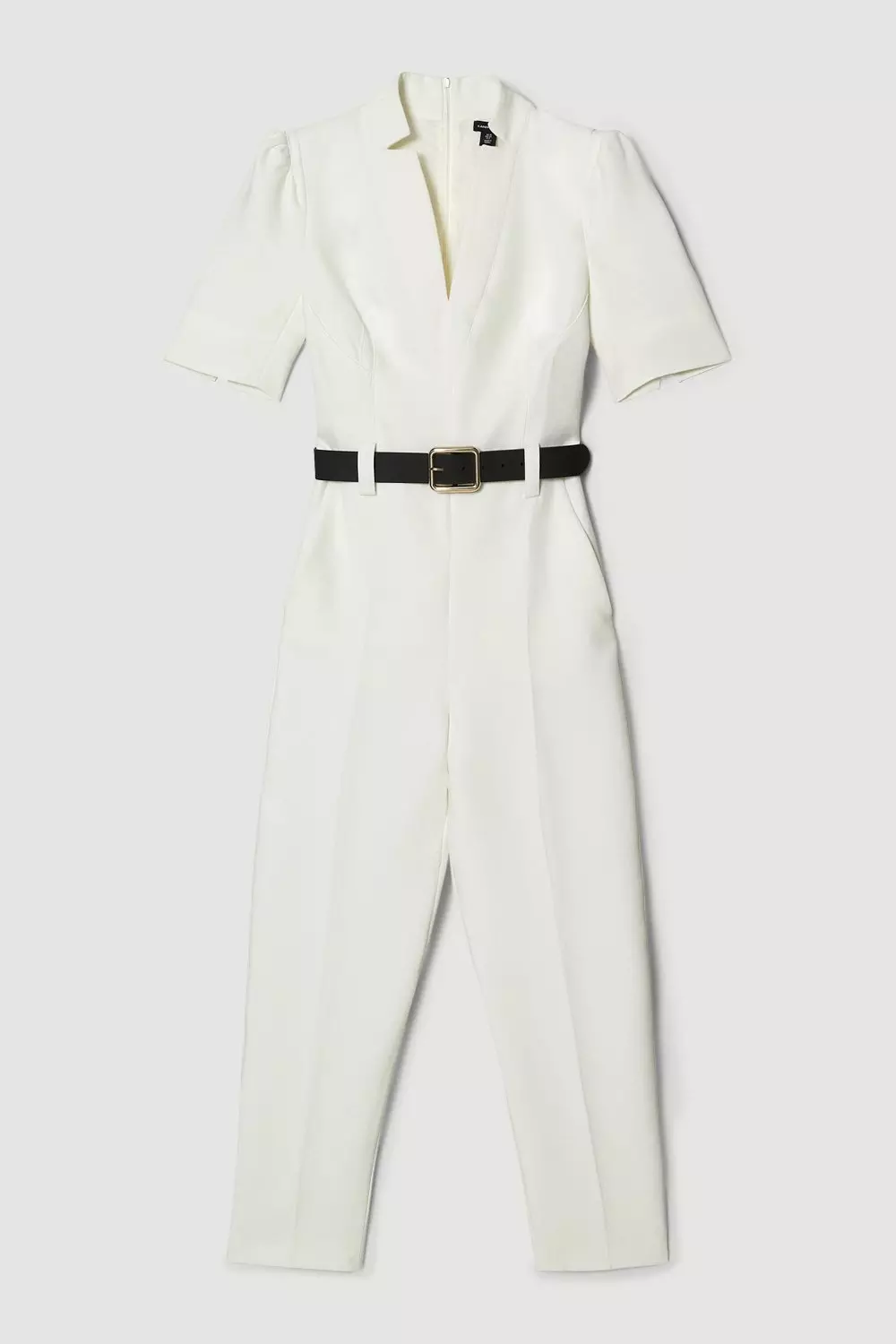 Structured Crepe Forever Belted Jumpsuit | Karen Millen