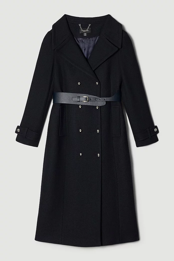Italian Wool Belted Military Coat | Karen Millen Italian Wool Belted Military Coat | Karen Millen