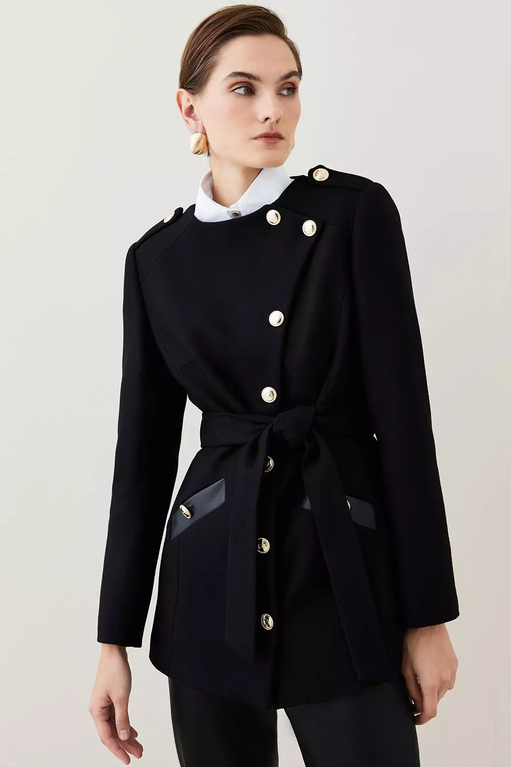 Button up wool coat on sale