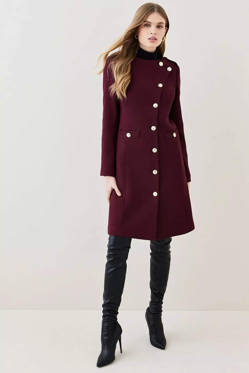 Karen millen burgundy coat best sale