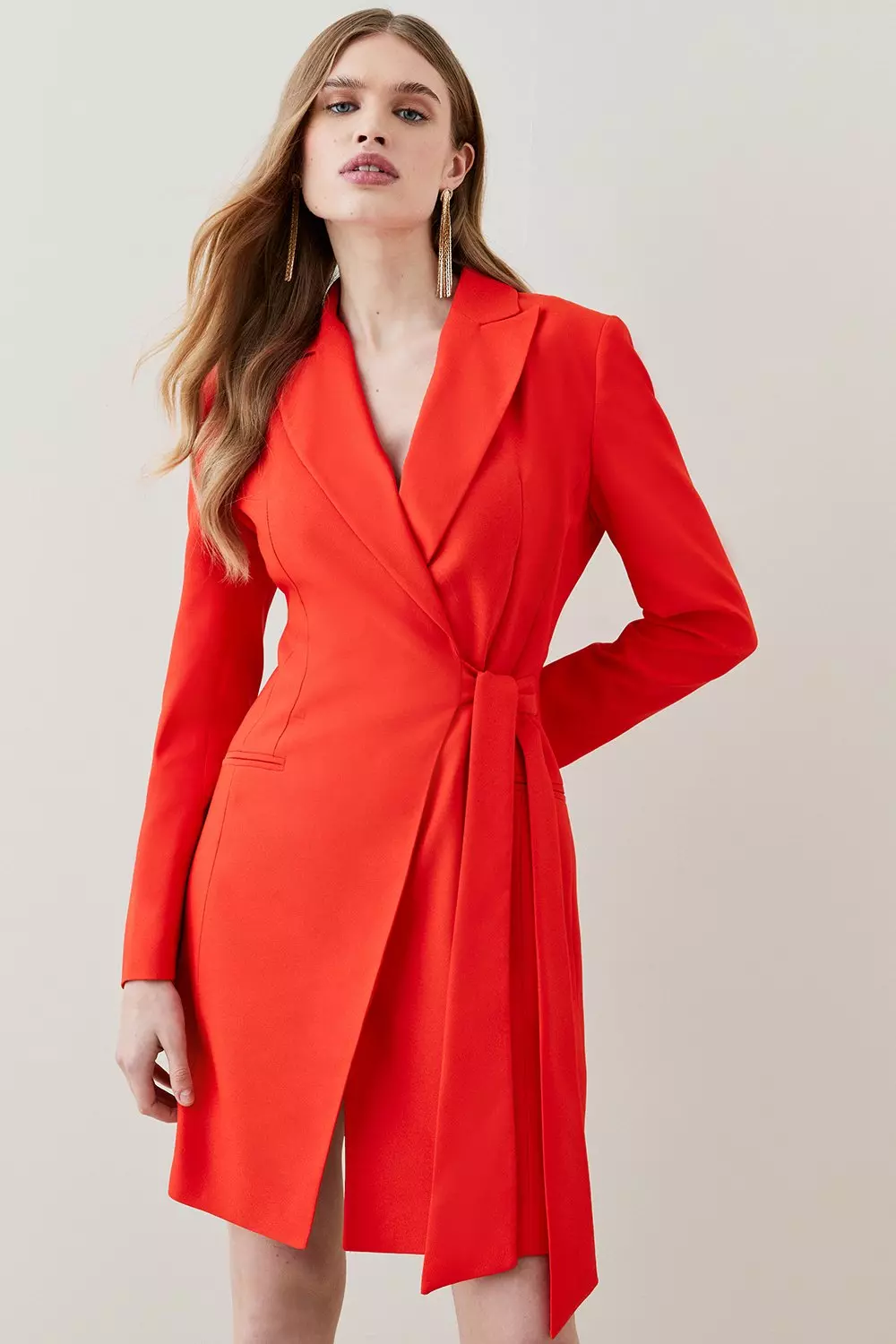 Red Satin Tux Tie Side Mini Dress alternative image