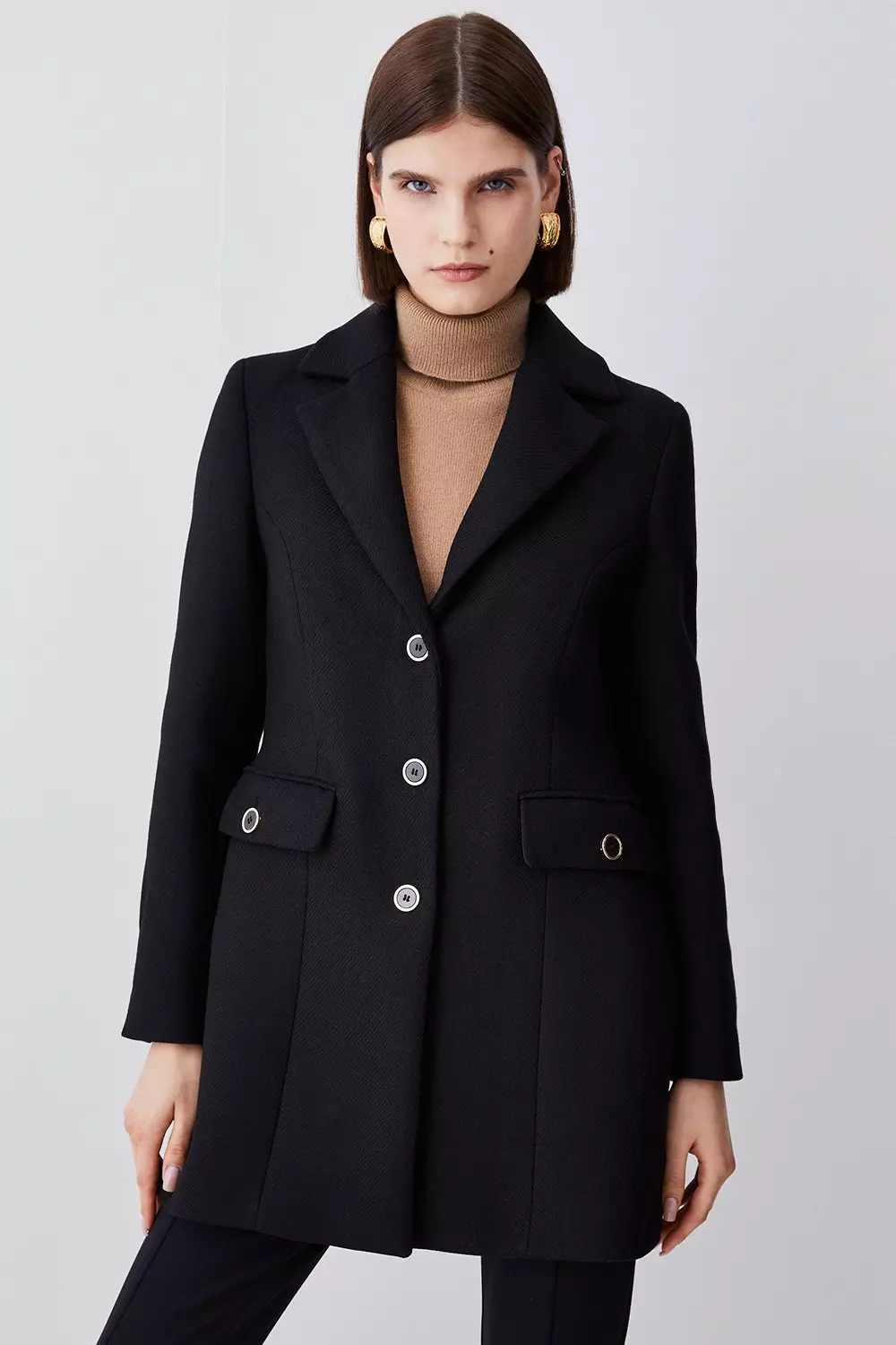 Italian Wool Mix Short Formal Coat | Karen Millen