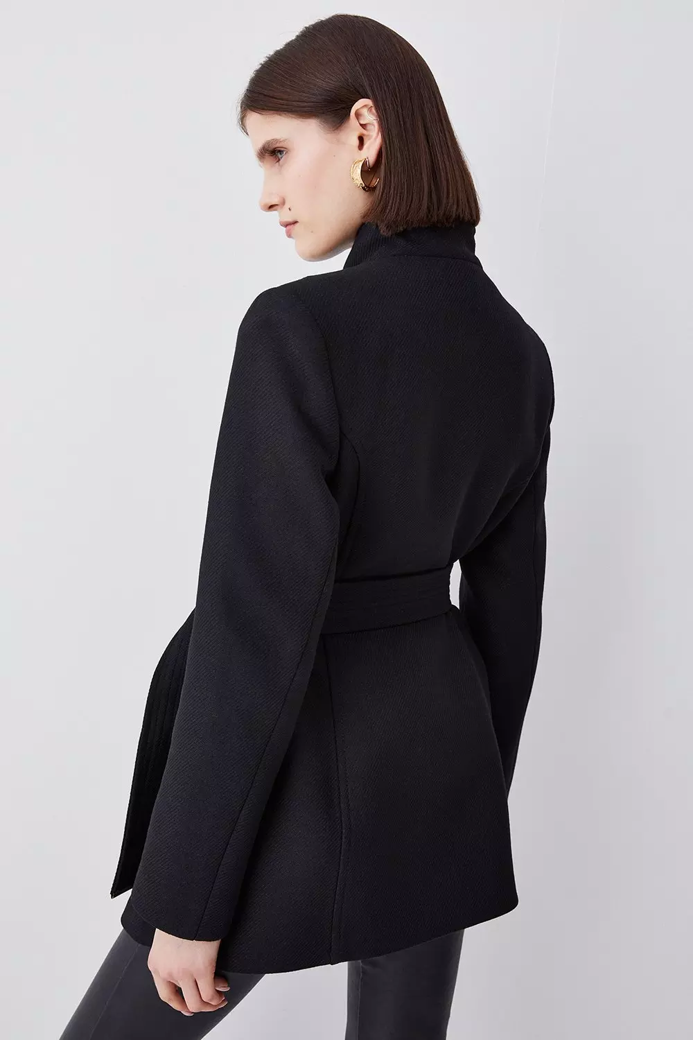 Italian Wool Mix Wrap Belted Short Coat Karen Millen