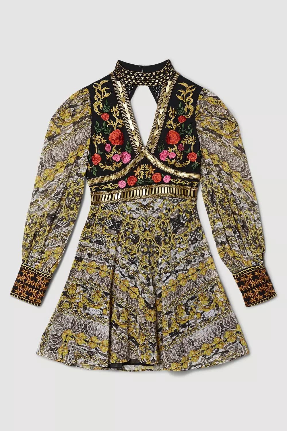 Baroque Embroidered And Bead Woven Mini Dress | Karen Millen