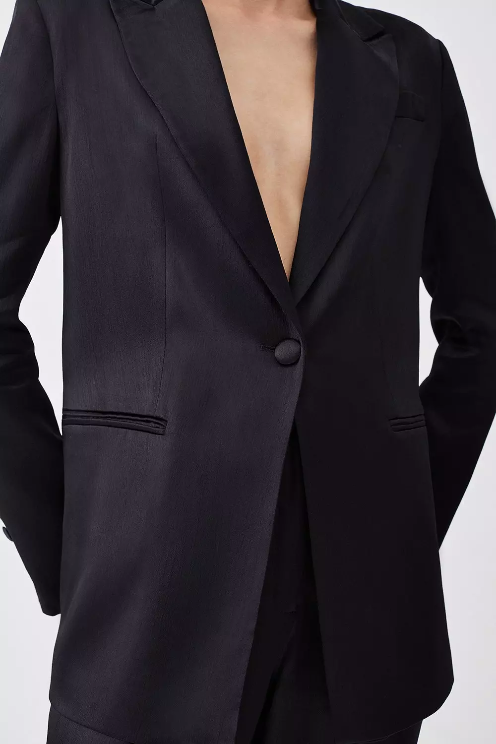 Luxe Satin Single Breasted Blazer | Karen Millen
