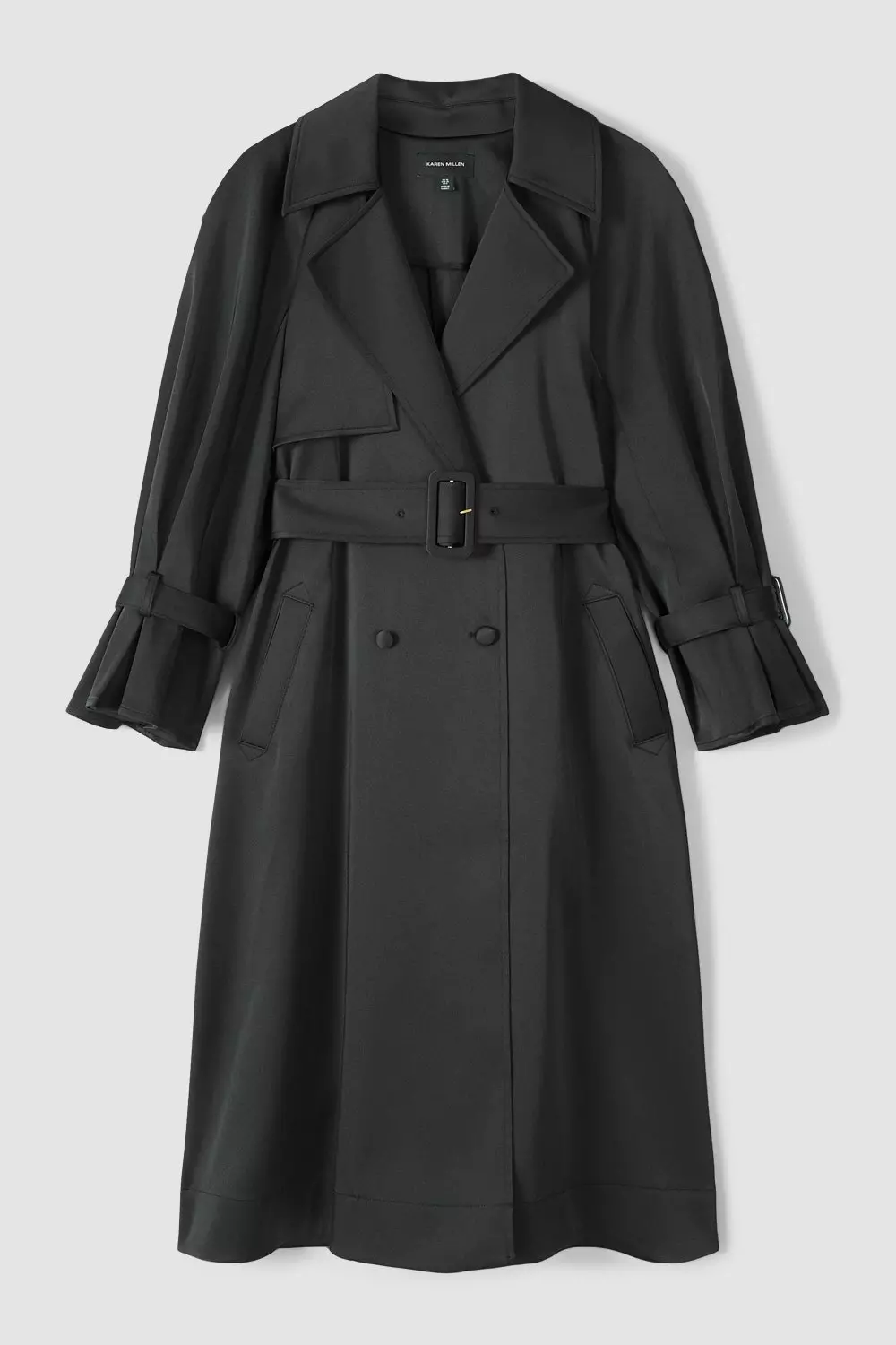 Premium Satin Belted Trench Coat | Karen Millen
