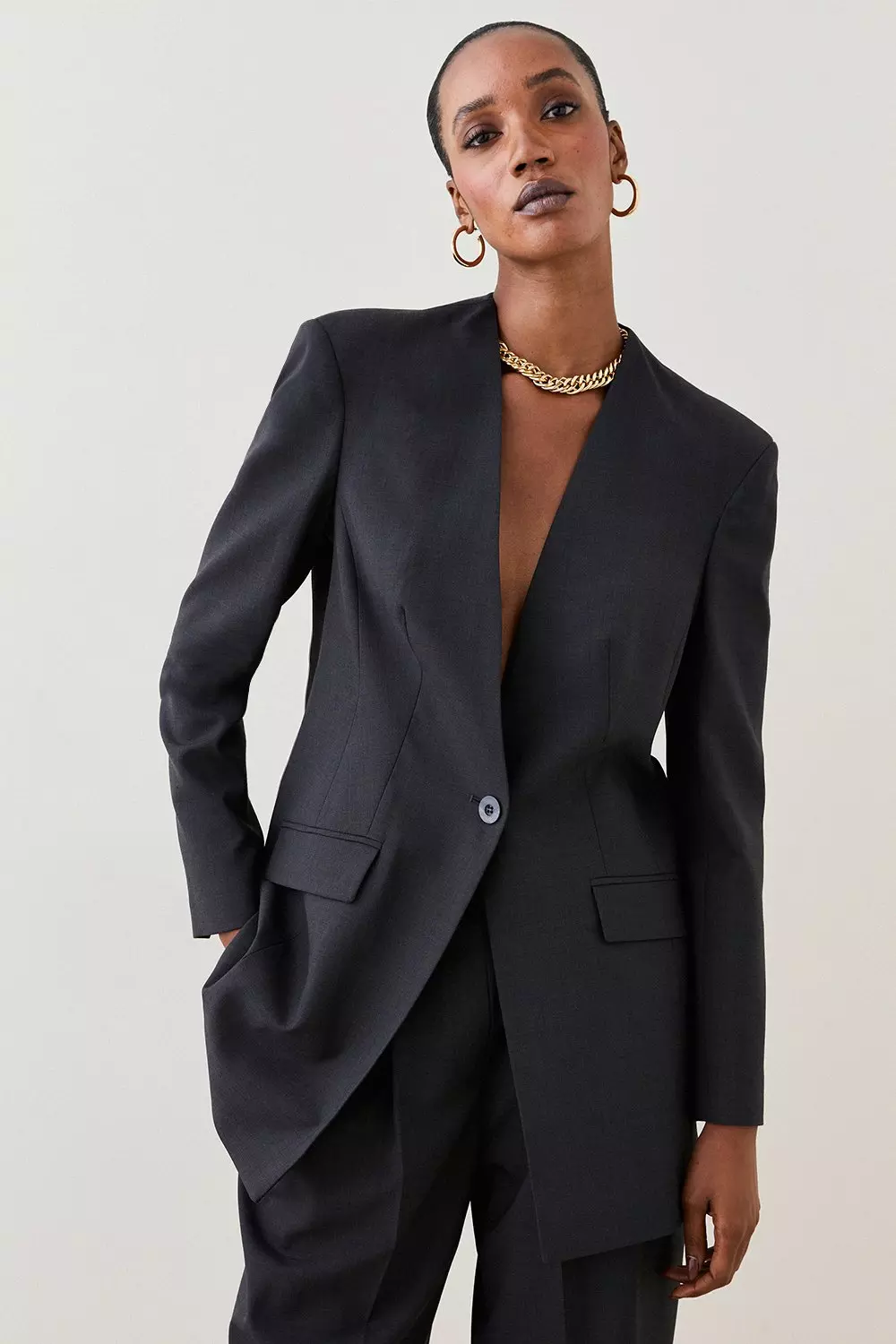Polished Wool Blend Suit Set Karen Millen