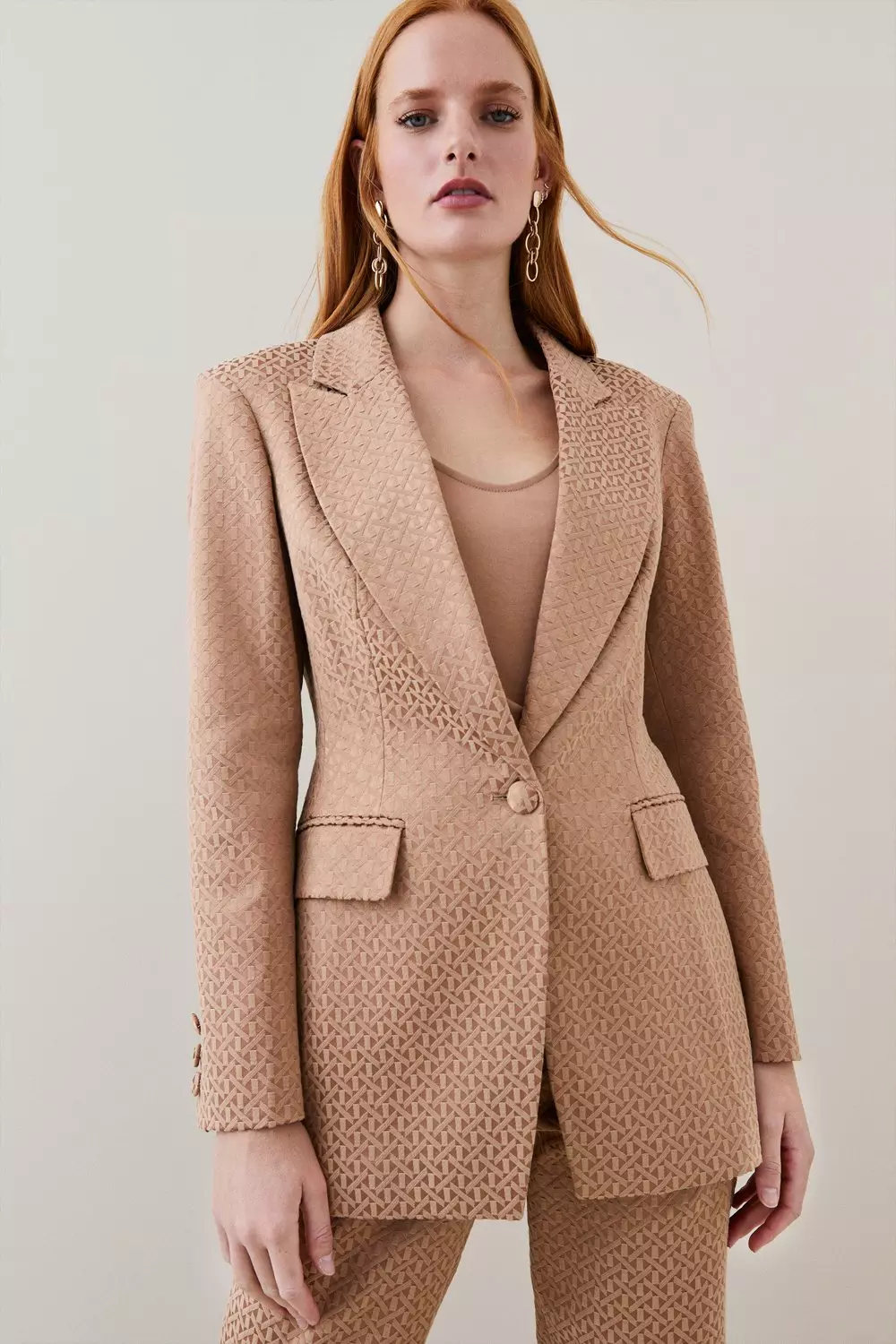 Italian Jacquard Single Breasted Blazer Karen Millen