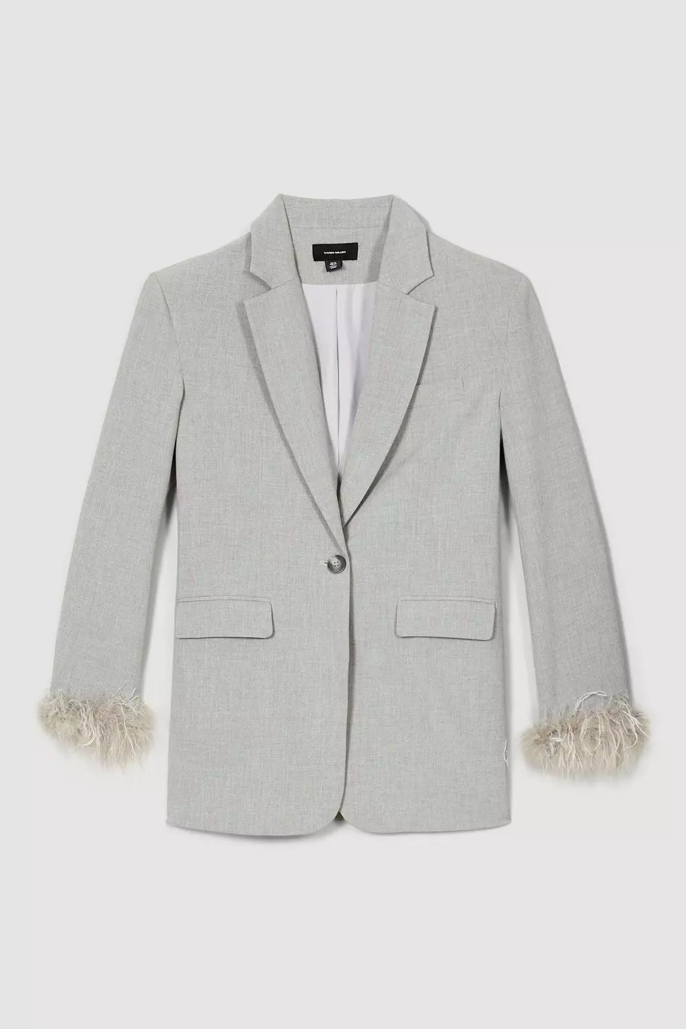 Tall Feather Cuff Detail Single Breasted Blazer | Karen Millen