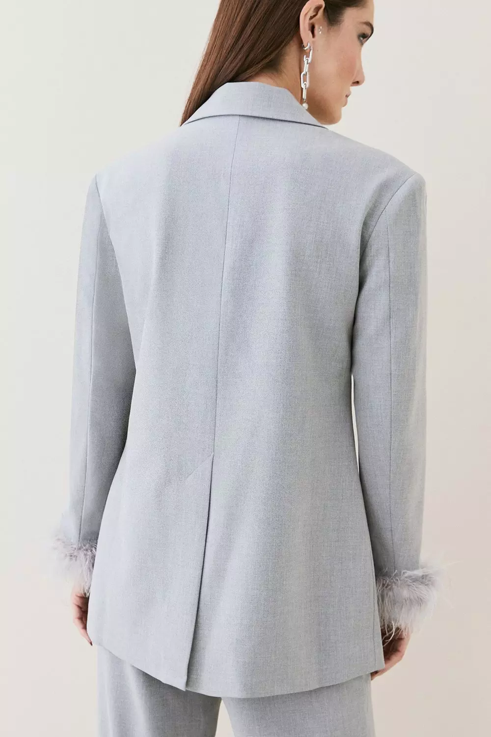 Tall Feather Cuff Detail Single Breasted Blazer | Karen Millen