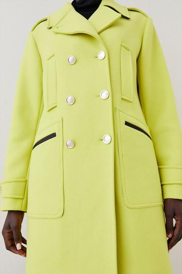 Italian Wool Cashmere Double Breasted Pea Coat lime