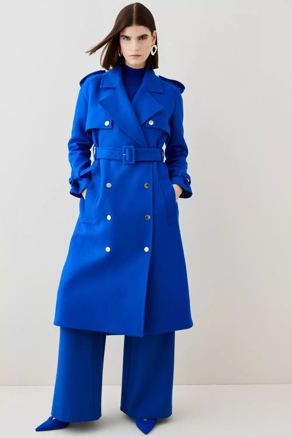 18.01 Classic Italian Virgin Wool Trench Coat Karen Millen