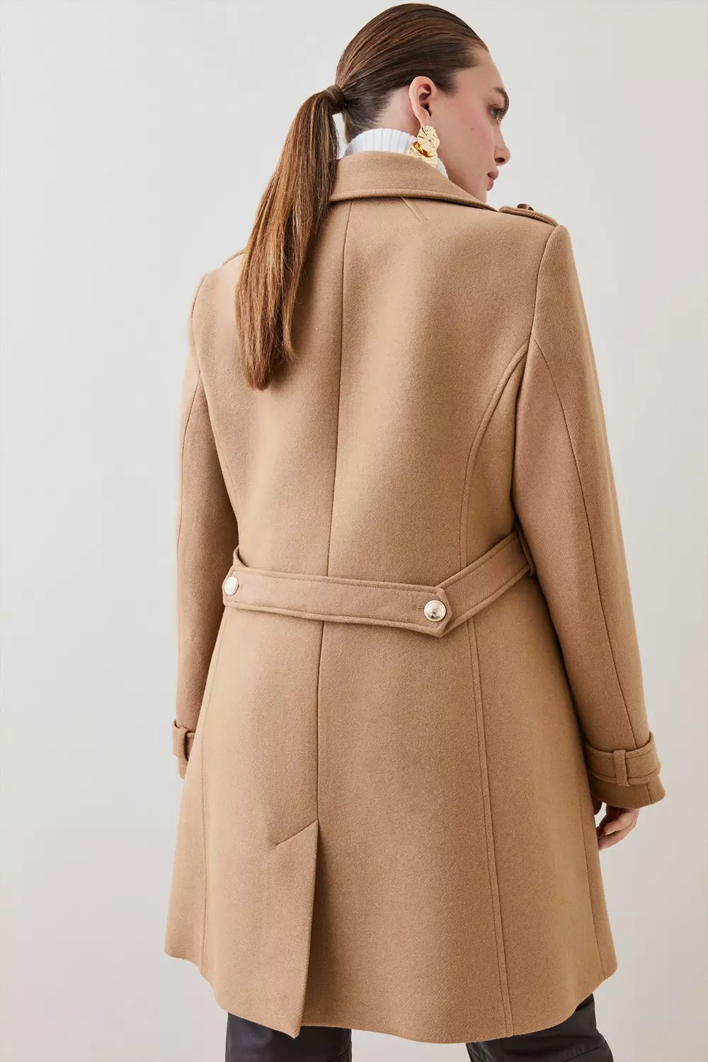 Plus Size Italian Virgin Wool Military Midi Coat Karen Millen