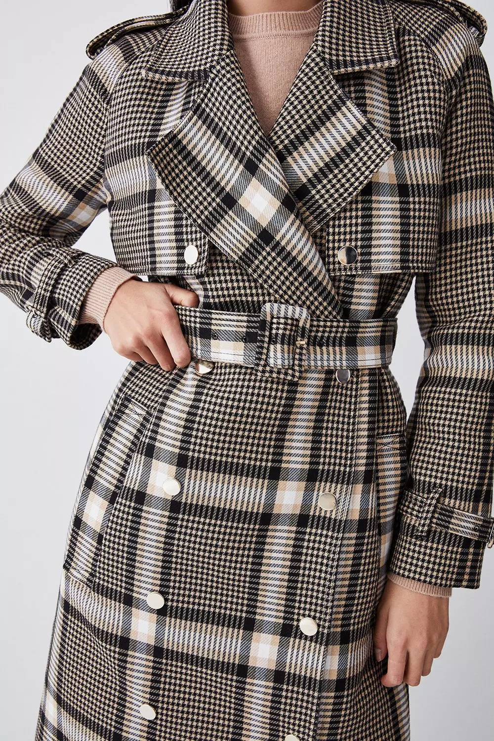 60s lightweight buy mono glen check trenchcoat