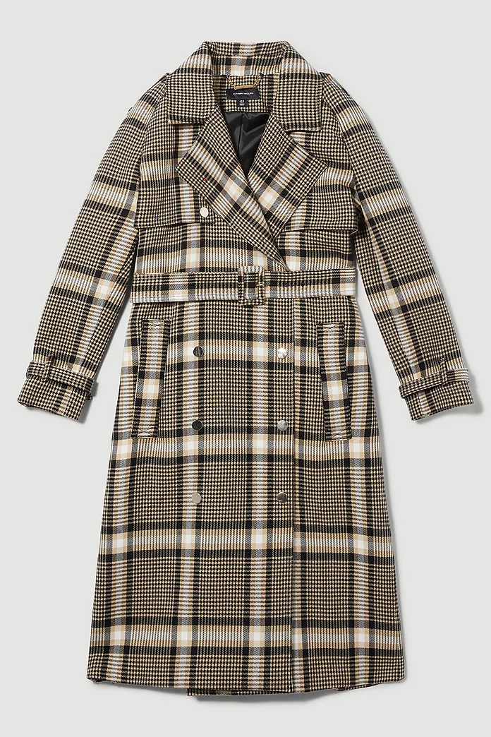 Italian Classic Check Tailored Trench Coat | Karen Millen Italian Classic Check Tailored Trench Coat | Karen Millen