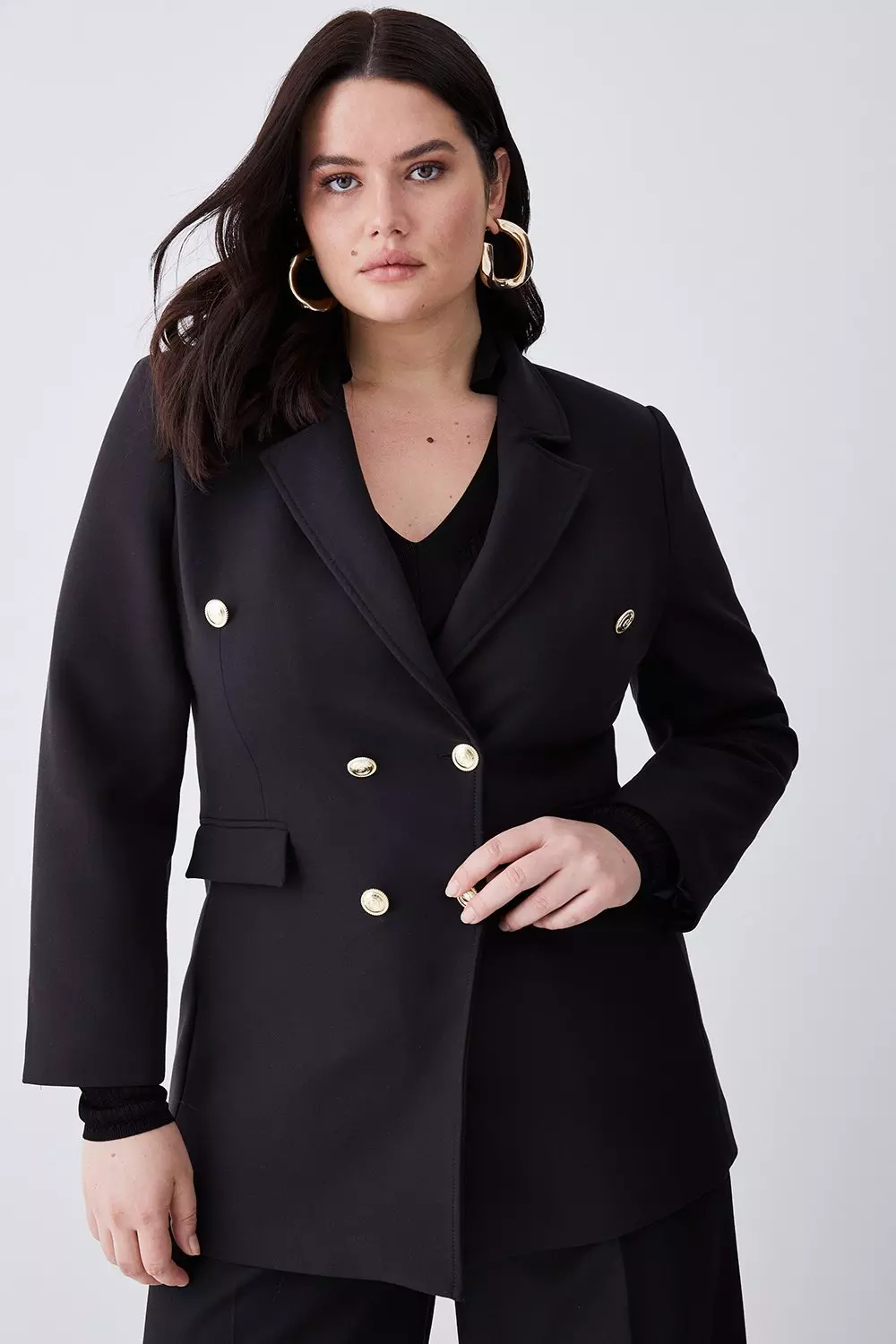Plus Size Compact Essential Tailored Double Breasted Blazer