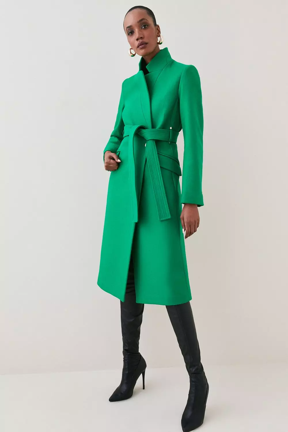 Italian Virgin Wool Investment Notch Neck Coat Karen Millen