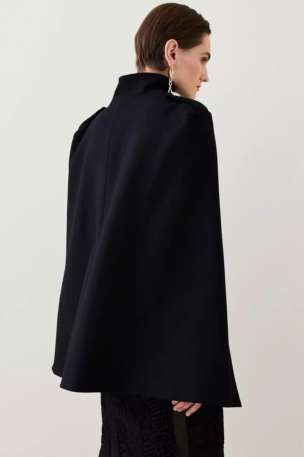 nalaナラ Wool cape coat ポンチョ コート BLACK 黒 即完売⭐︎Nala hooded cape coat ケープコート ブラック