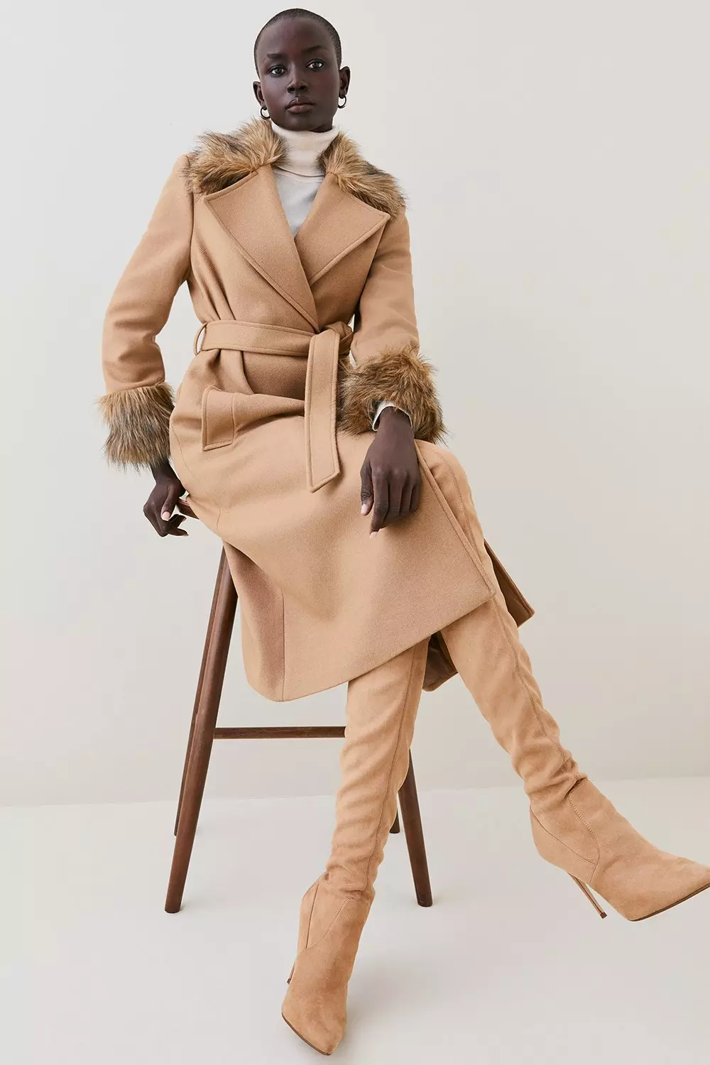 Karen millen wool wrap camel coat best sale