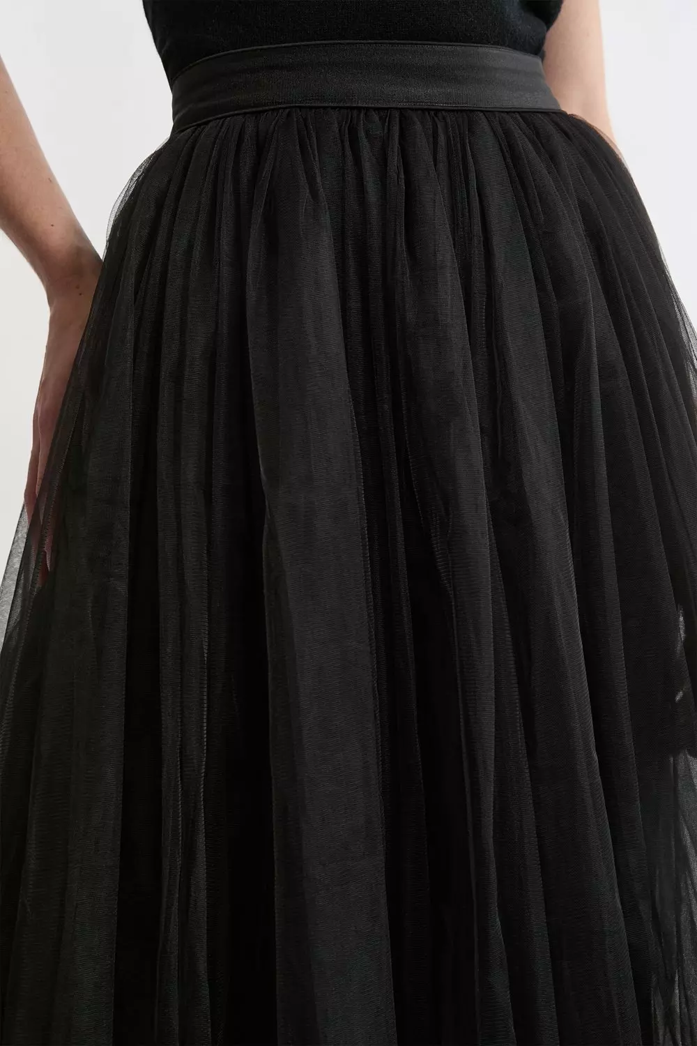 Rene【美品】Tulle Skirt ブラック×ブラック 36サイズ Tulle midi skirt Black / Gray For Women | Maje