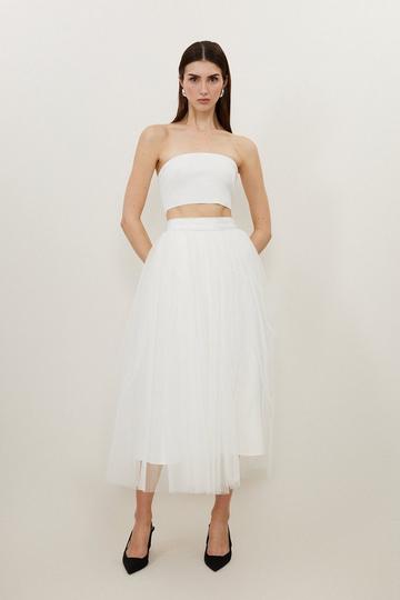 Lydia Millen Tulle Woven Maxi Skirt ivory