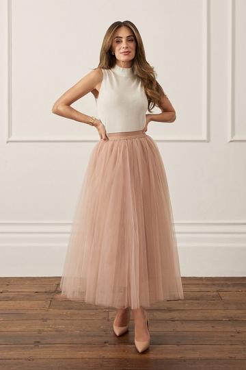 Lydia Millen Tulle Woven Maxi Skirt taupe