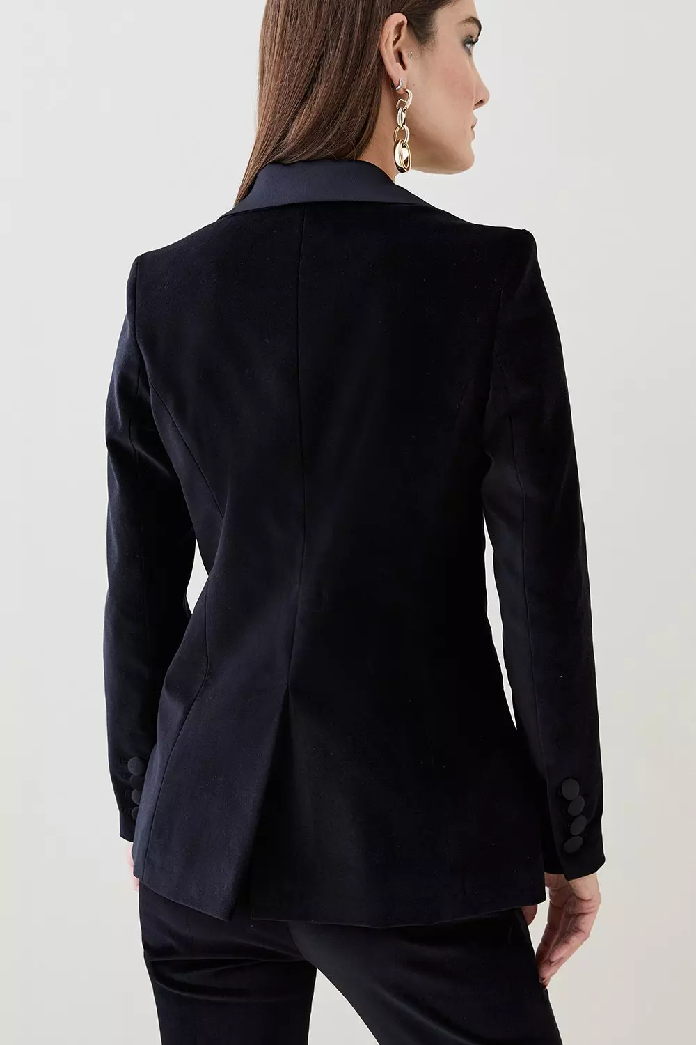 Velvet Double Breasted Tailored Jacket Karen Millen