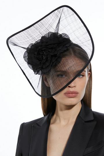 Flower Trim Headband Fascinator black