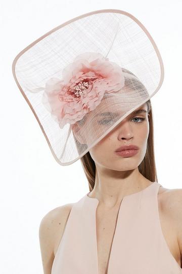 Flower Trim Headband Fascinator blush