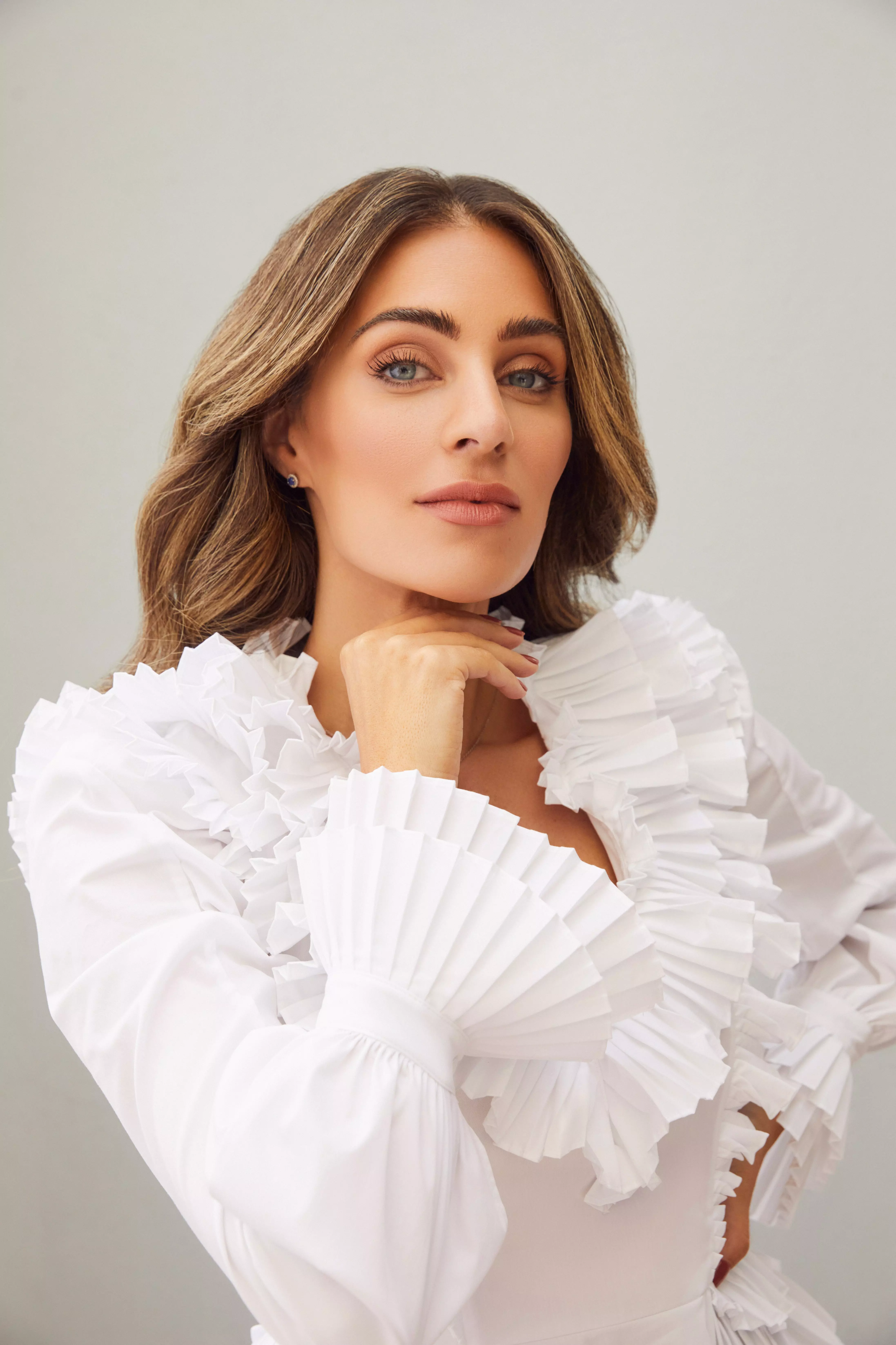 Ivory Lydia Millen Pleat Ruffle Poplin Woven Blouse alternative image