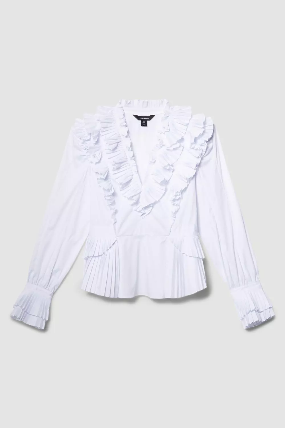 Ivory Lydia Millen Pleat Ruffle Poplin Woven Blouse alternative image