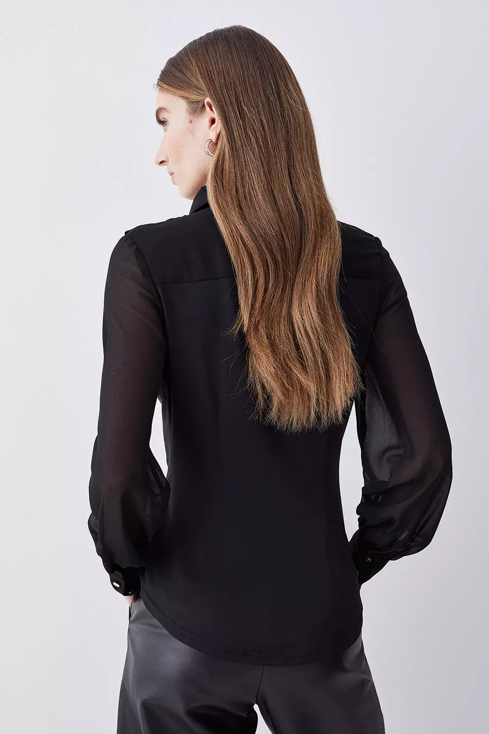 Frill Detail Button Up Shirt | Karen Millen