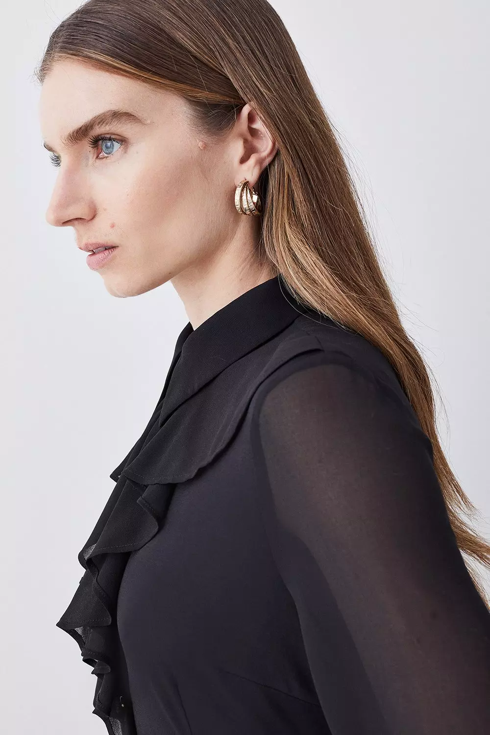 MUSINSA公式 | MILLO WOMEN Ribbon Tie Shirt [Black]
