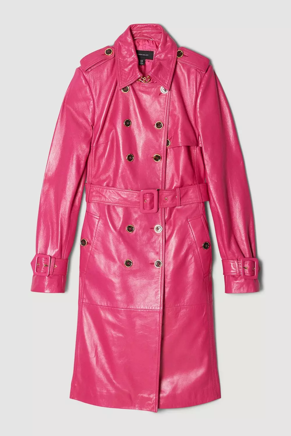 Bright pink 18.01 Leather Trench Coat alternative image