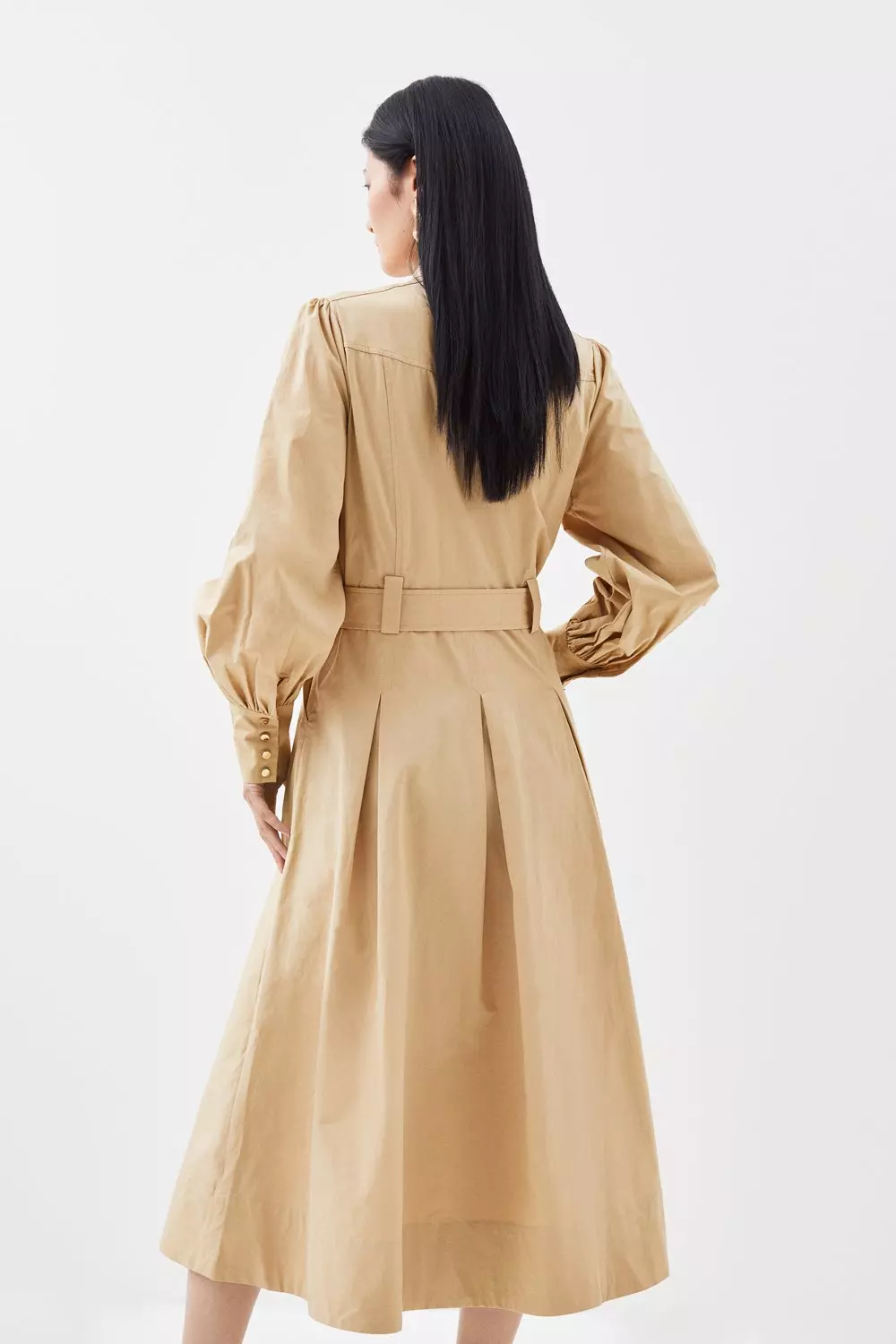 【Karen Millen】コットン サテン ミディ シャツ ワンピース Cotton Sateen Short Sleeve Midi Shirt Dress | Karen Millen