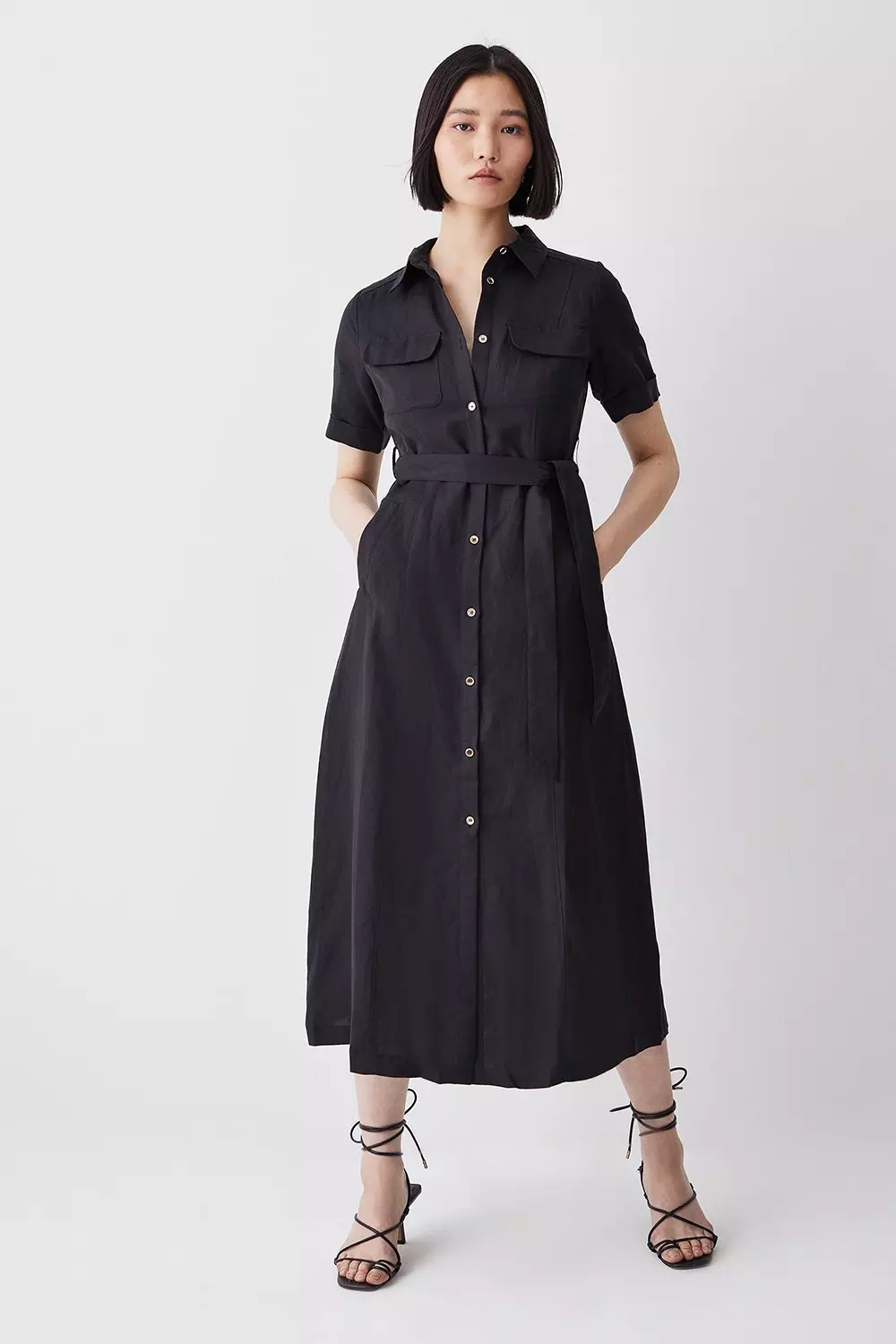 Simple black shirt dress online