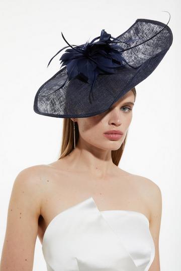 Feather & Quill Disc Fascinator navy