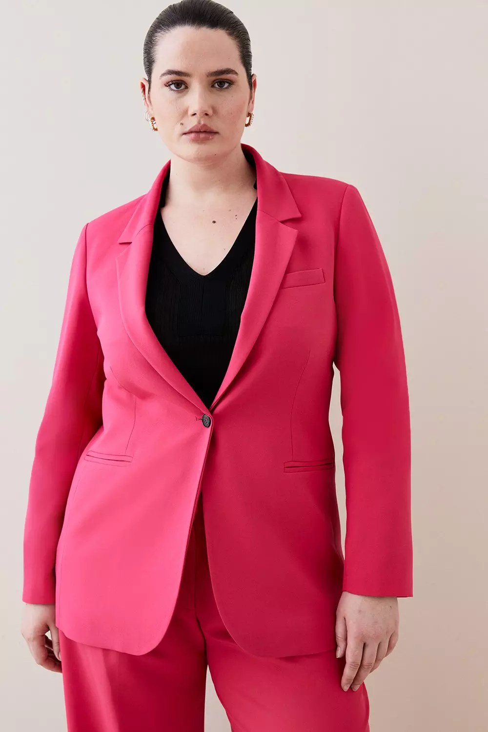 Hot pink jacket plus size online