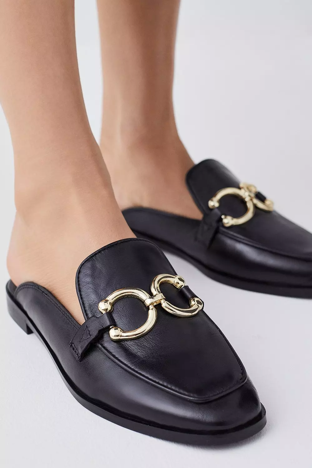 Leather Open Back Slip On Loafer Karen Millen