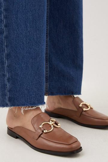 Leather Open Back Slip-On Loafer tan