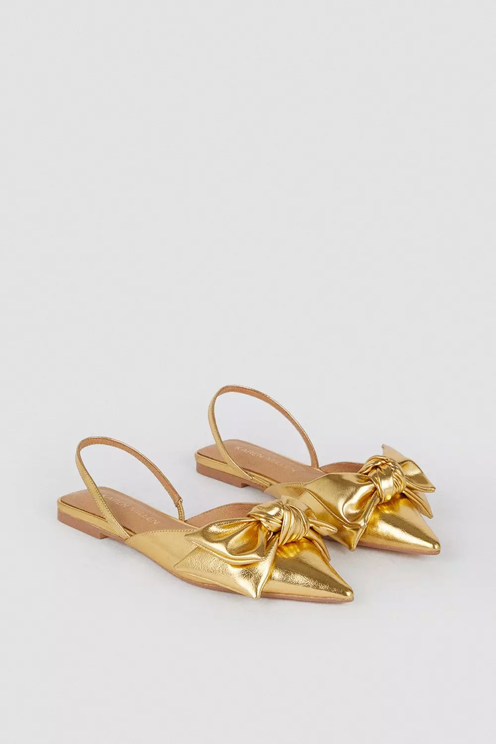 Gold flat slingback shoes hotsell