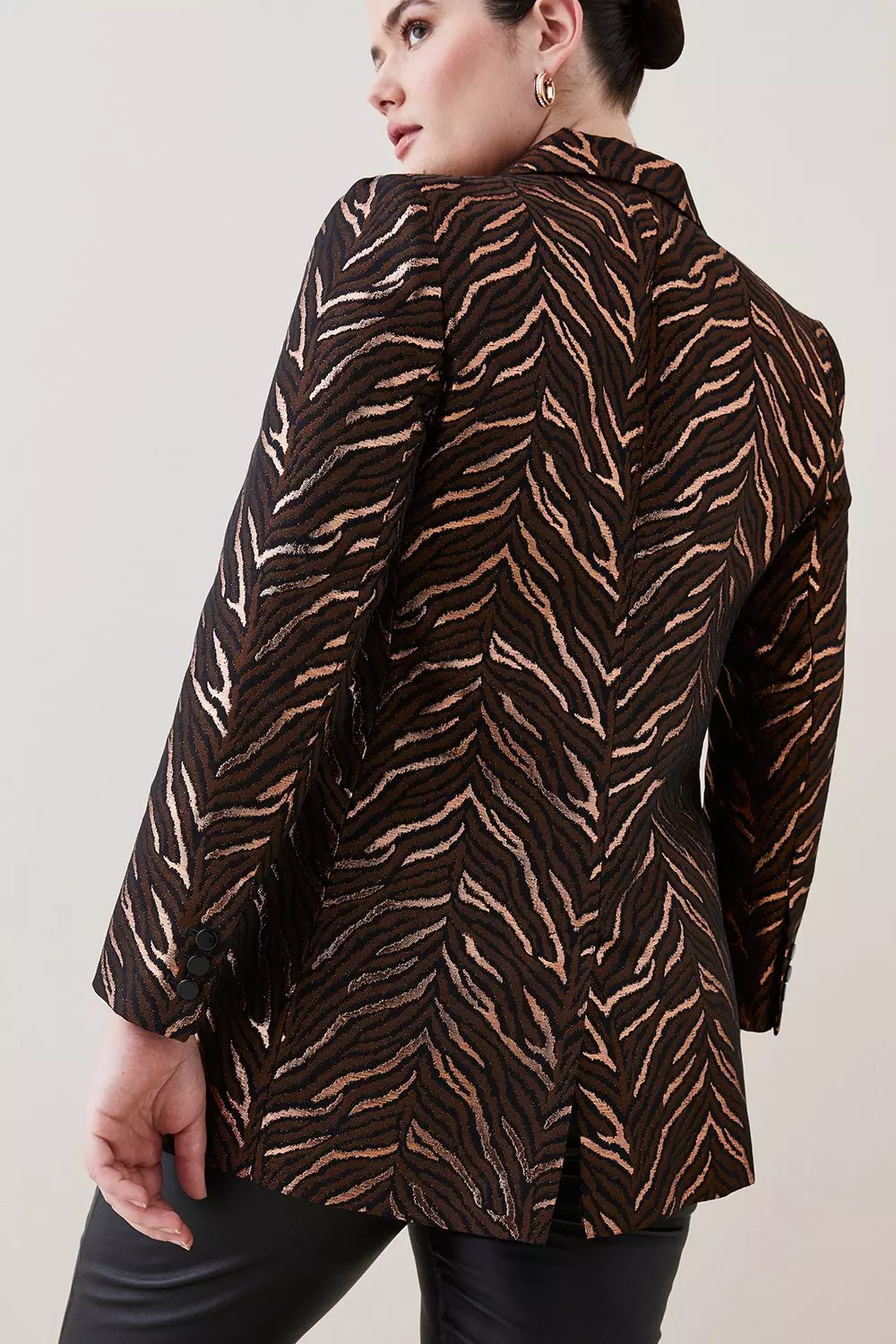 Plus Size Animal Jacquard Tailored Double Breasted Jacket Karen Millen