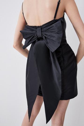 Taffeta Exaggerated Bow Cami Mini Dress black