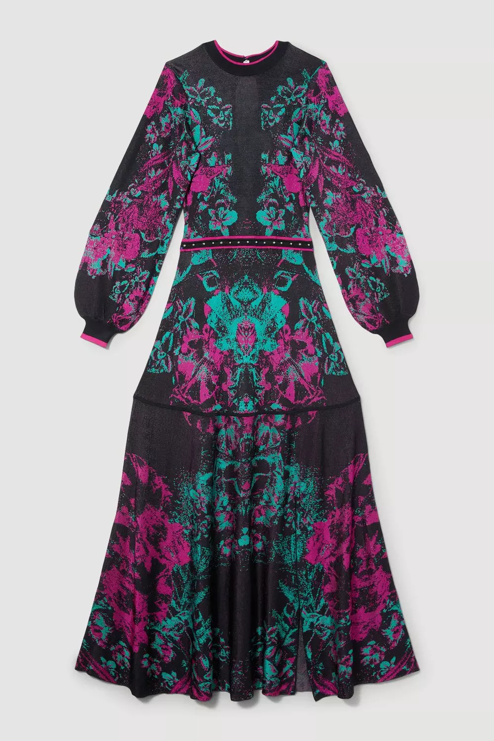 Mirror Floral Keyhole Back Jacquard Knit Maxi Dress | Karen