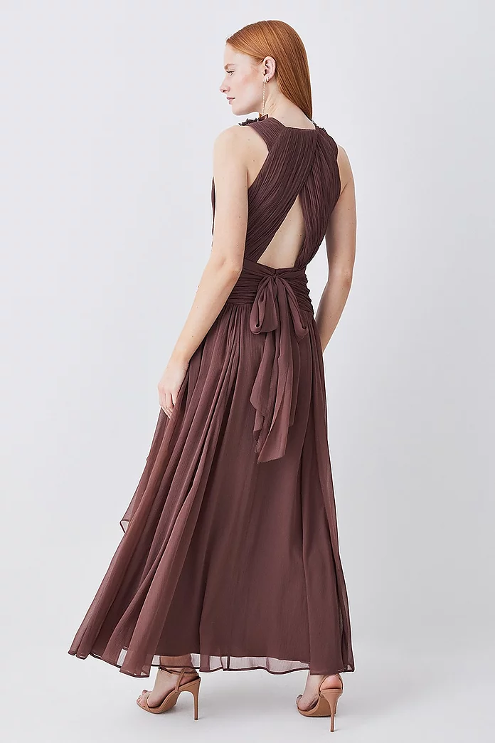 Lydia Millen Crinkle Satin Chiffon Woven Maxi Dress | Karen Lydia Millen Crinkle Satin Chiffon Woven Maxi Dress | Karen
