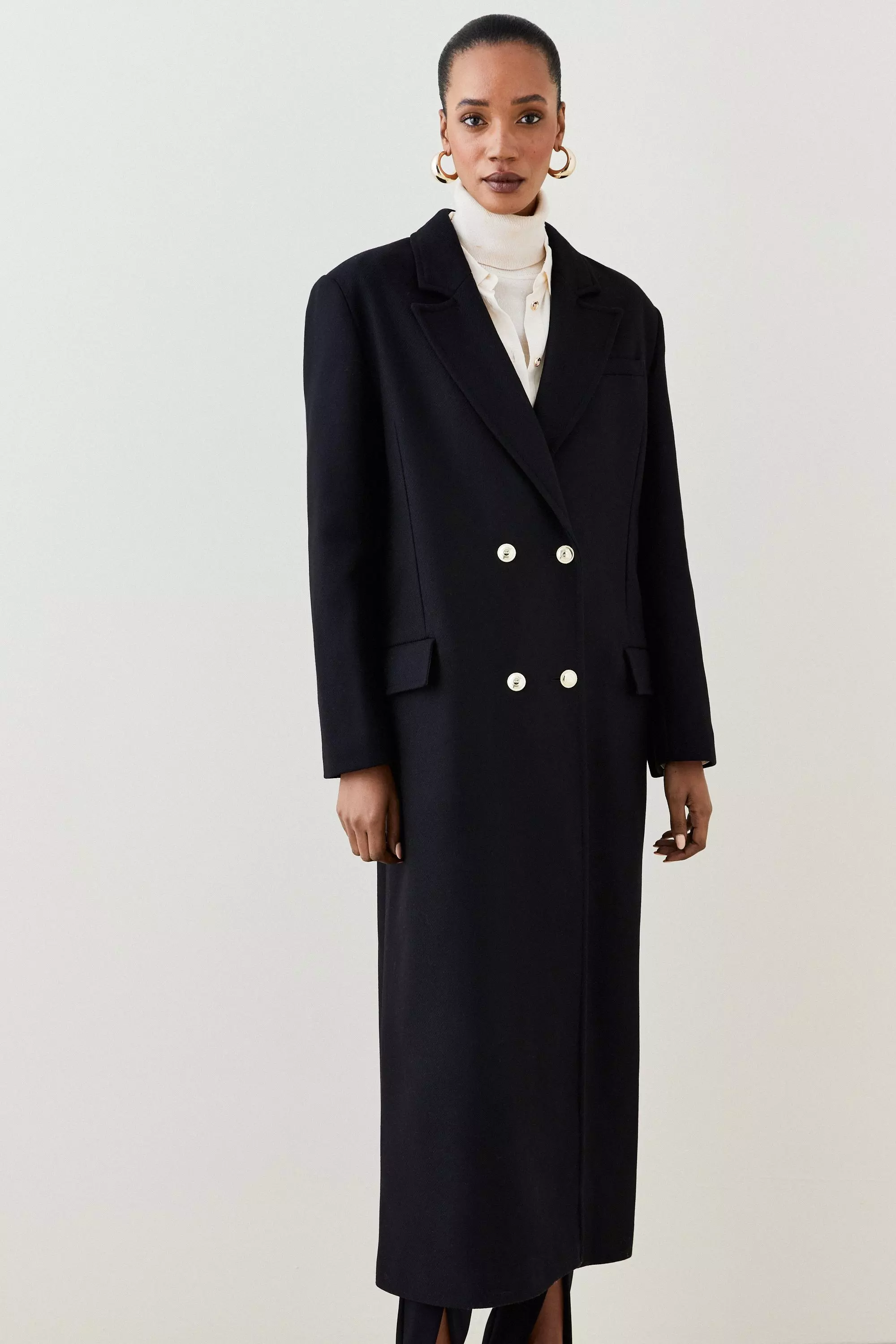 Karen millen long black coat hotsell