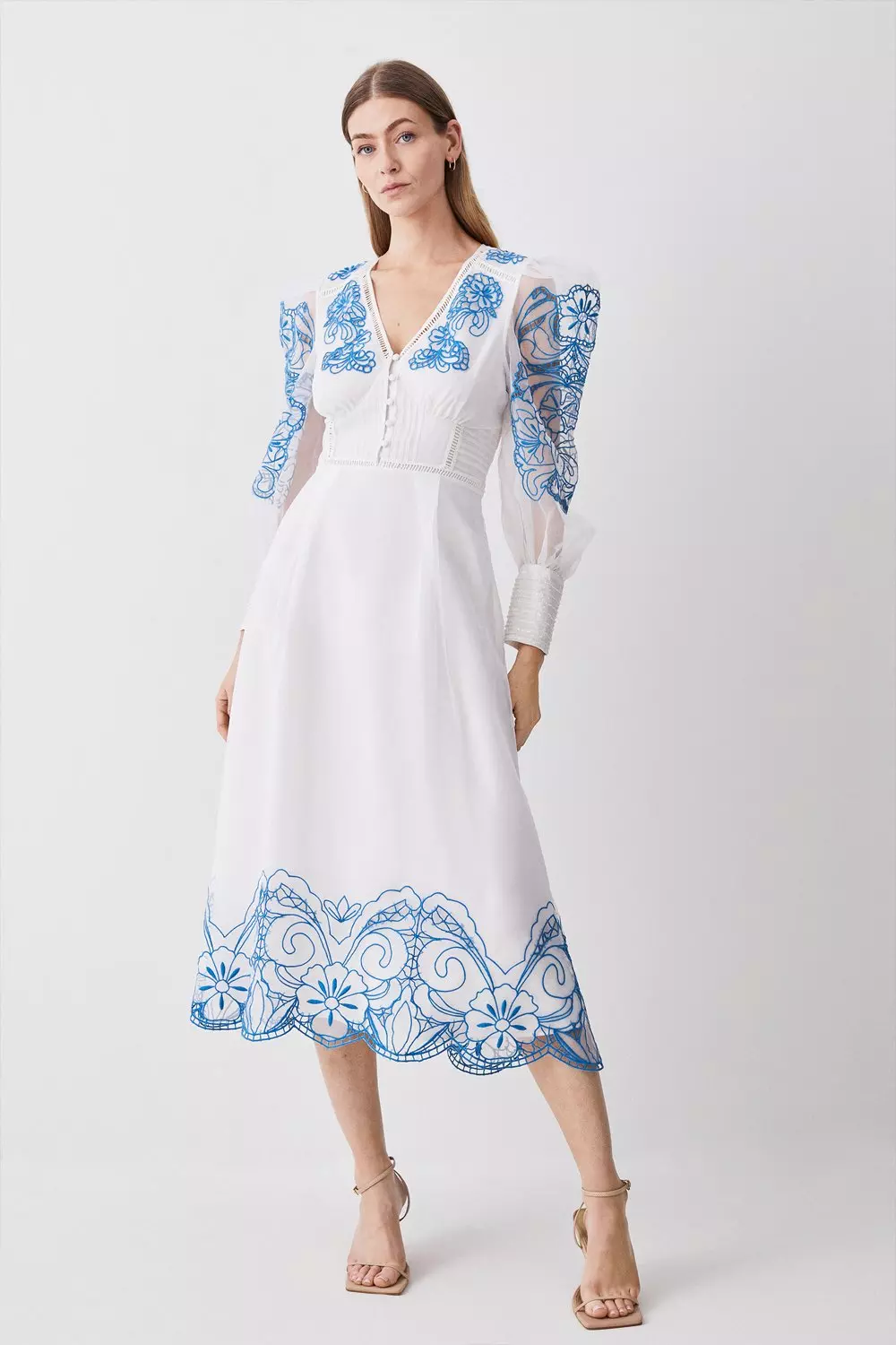 Karen millen embroidered midi dress best sale